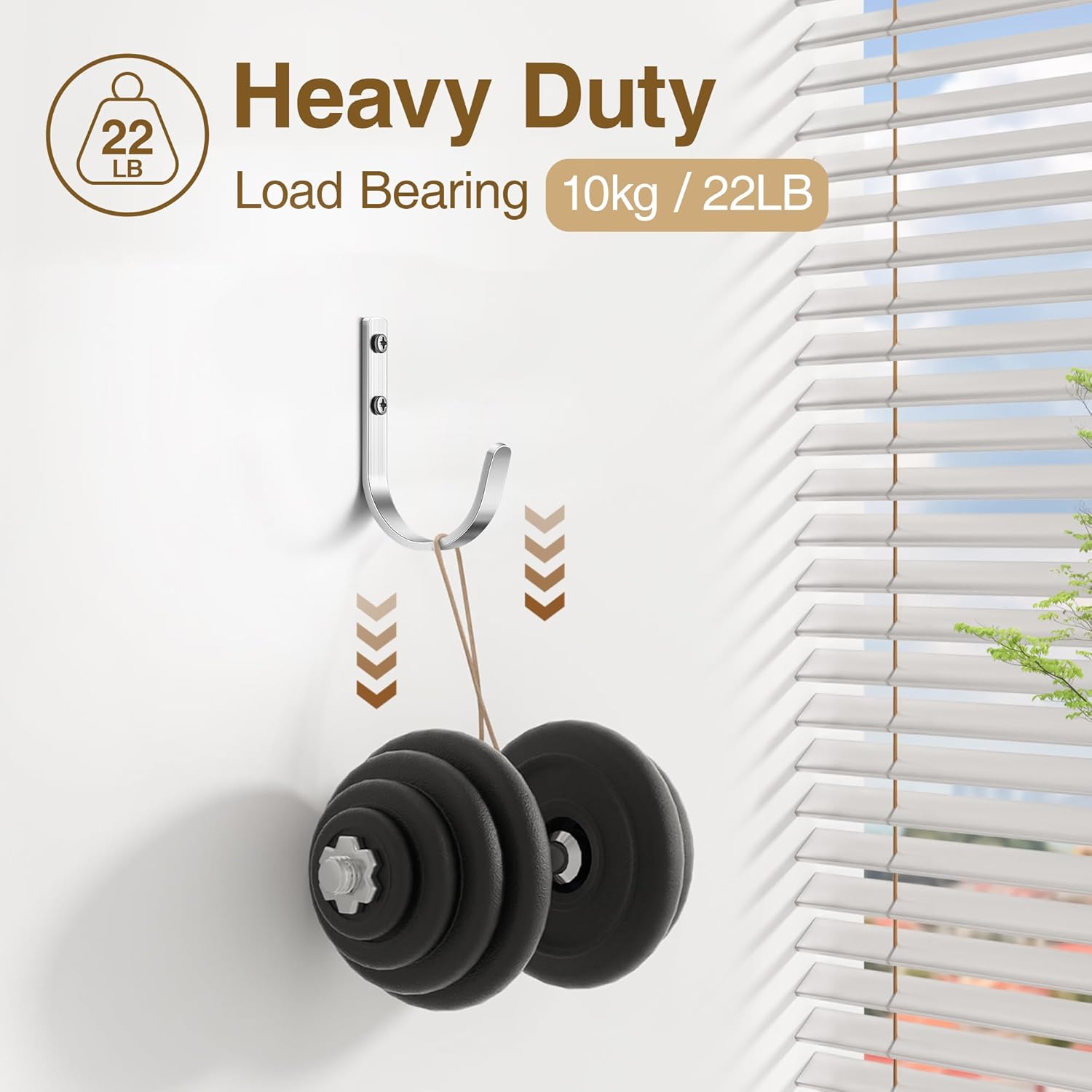 Wall Hooks for Hanging Towel/Coat - 22LB Screw in Metal Hanger Wall Mount, for Outdoor, Closet, Door, Bathrooms, for Backpack, Robe, Silver 5 Pack