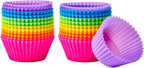 Amazon Basics Reusable Silicone Baking Cups, Non-Stick, BPA Free, Dishwasher Safe, 2.9 x 2.9 x 1.3 in (LxWxH), Multicolor, Pack of 24