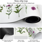 Bloss Kitchen Mat, Coffee Mat 12"x19", Coffee Bar/Maker Mat, Kitchen Counter Mats, Absorbent Hide Stain Rubber Backed Dish Drying Pad(, Flowers and Leaves)