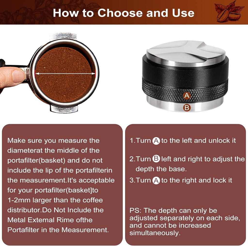 Espresso Accessories Kit 51mm, Coffee Distributor and Tamper Leveler, 316 Stainless WDT Tool with Magnetic Stand, Puck Scree and Dosing Funnel Set Fits Espresso Machine Press and 51mm Portafilters