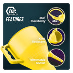 FlexAll Long Flexible Funnel for Automotive Use - Durable Nitrile Rubber - Ideal for Car Oil Change, Transmission Funnel Fluid, Diesel, Fuel, Gas - Made in USA - Yellow (12 x 4 Inches)