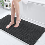 Arotive Luxury Chenille Bathroom Rug Mat, Extra Soft Thick Absorbent Shaggy Bath Rugs, Non-Slip Machine Wash Dry, Plush Bath Mats for Bathroom, Shower and Tub, 47x17, Dark Grey