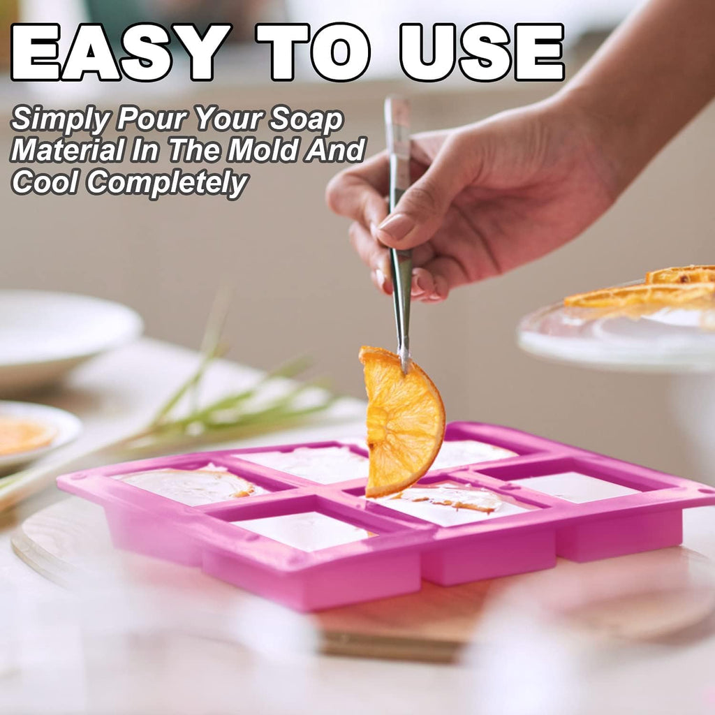 Silicone Soap Molds, Oval & Rectangle Soap Bar Mold, 6 Cavities DIY Mould for Homemade Craft Soap, Pudding, Muffin, Chocolate, Brownie, Cornbread, Cheesecake, Cake & Ice Cube - Just Pop Out