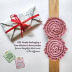 Cotton Car Coasters for Cup Holders, 2PC Car Cup Coasters, Drink Coaster Holder, Cute cupholder Coaster Accessories for Women, Macrame, Boho(Champagne Pink)