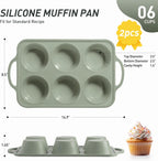 2 Packs 6 Cups Silicone Muffin Pan with Metal Reinforced Frame Cupcake Pan Tray Egg Molds Mother Day Best Mama Bonus Mom Ever Mother In Law Gifts Step Mom Stepmom Grandma Gigi Granny Nana Present