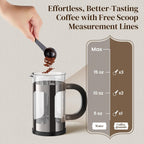 Veken French Press Coffee Maker 21oz 0.6 L, Heat Resistant Thickened Borosilicate Glass,Stainless Steel Brewer,Single Serve Small Pot, Cold Brew Cafetera Teapot for Kitchen Travel Camping, Dark Pewter
