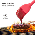 Kitchen Mama WaltzGrip Platinum Silicone Basting Pastry Brush: Set of 2 Heat-Resistant Brushes Utensils for Cooking, Baking, Grilling, Barbecue, and Spreading Oil, Butter, Egg - Dishwasher-Safe (Red)