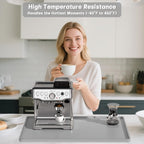 Rnivvi Silicone Coffee Mat, 12" x 19" Waterproof Raised Edge Coffee Bar Mats for Espresso Machine Station Accessories, Heat Resistant Dish Drying Pad for Kitchen Counter, Rubber Bar Decor Pad, Gray