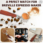 Espresso Portafilter 54mm Double Spout Compatible with Breville Bambino Plus (BES500) Infuser (BES840XL) 54mm Breville Barista Series- Wooden Handle - Stainless Steel Filter Basked Included