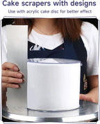 9 Inch Metal Cake Scraper Set of 2, Stainless Steel Cake Scraper Smoother Double Sided Patterned Edge for Icing Smoother,Tall Cake Scraper, Cake Combs for Buttercream