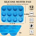 12 Cups Silicone Mini Muffin Pan Set, Nonstick Mini Cupcake Pans, BPA Free Small Muffin Tin for Baking, Set of 2 (Blue+Orange)