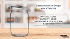 DISCOUNT PROMOS 10 Decorating Mason Jars Set, 12 oz. - Canning, Aluminum Lid - Clear