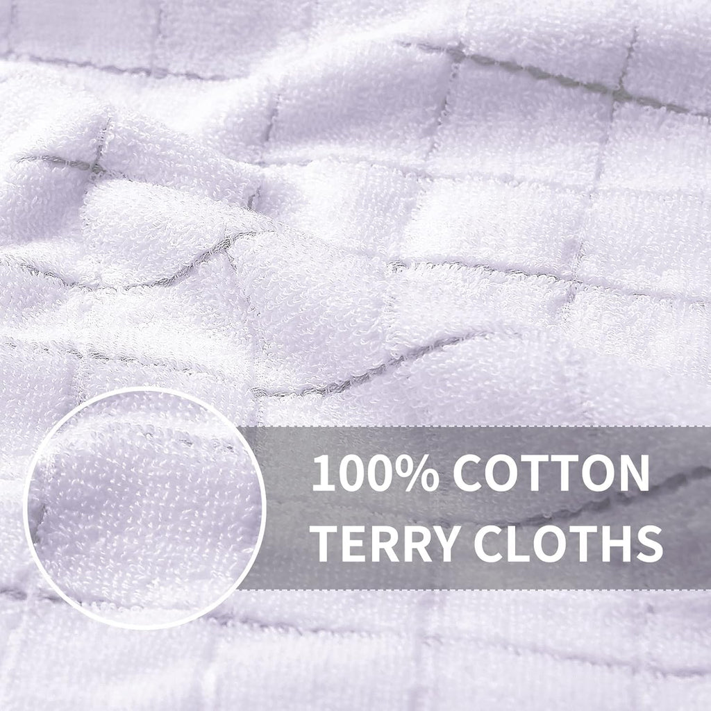 Homaxy 100% Cotton Terry Kitchen Towels(White, 13 x 28 inches), Checkered Designed, Soft and Super Absorbent Dish Towels, 12 Pack