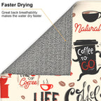 Coffee Themed Dish Drying Mat, Highly Absorbent Microfiber Kitchen Counter Pad Reusable Washable, 16*18"