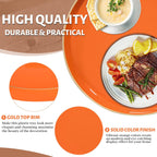 MAONAME 13" Round Tray, Orange Serving Tray with Handles, Modern Decorative Trays for Coffee Table, Plastic Ottoman Trays for Ottoman, Bathroom, Halloween Decor