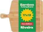 Riveira Two Tone Bamboo Wood Cutting Board – Gourmet Bamboo Grandeur: 17 x 13 Wooden Cutting Board – Wooden Cutting Boards For Kitchen Decorative – Innovative Juice Grooves Wooden Chopping Board