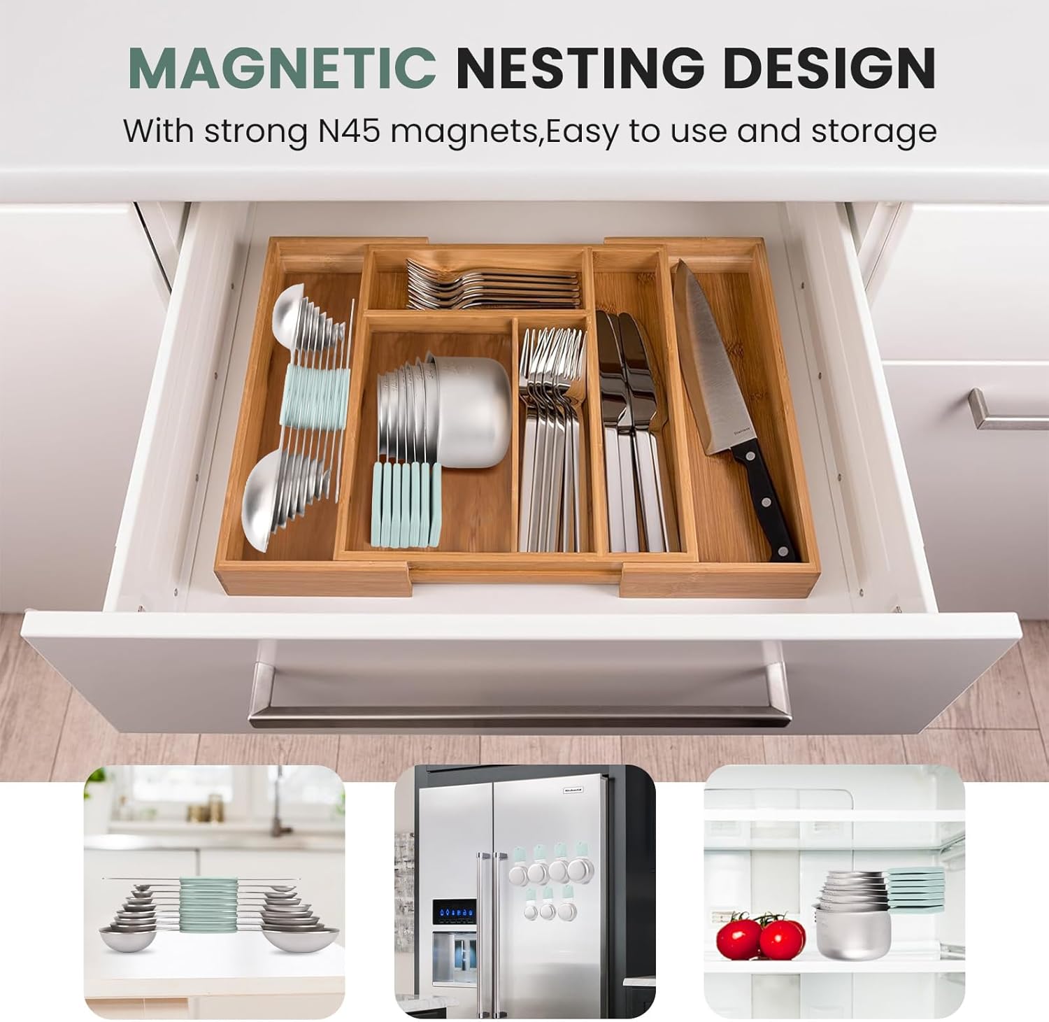 Magnetic Measuring Cups and Spoons Set-Heavy Duty 304 Stainless Steel，Double Measurement Markings，Set of 16 with Leveler for Measure Dry and Liquid Ingredients (Mint)