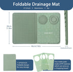 Foldable Bar Mat 18x12 inch - 3-in-1 Silicone Drying Mat with Removable Cutting Board & Rim Tray | Countertop Protector for Home, Outdoor, Travel | Professional Cocktail Accessories (green)