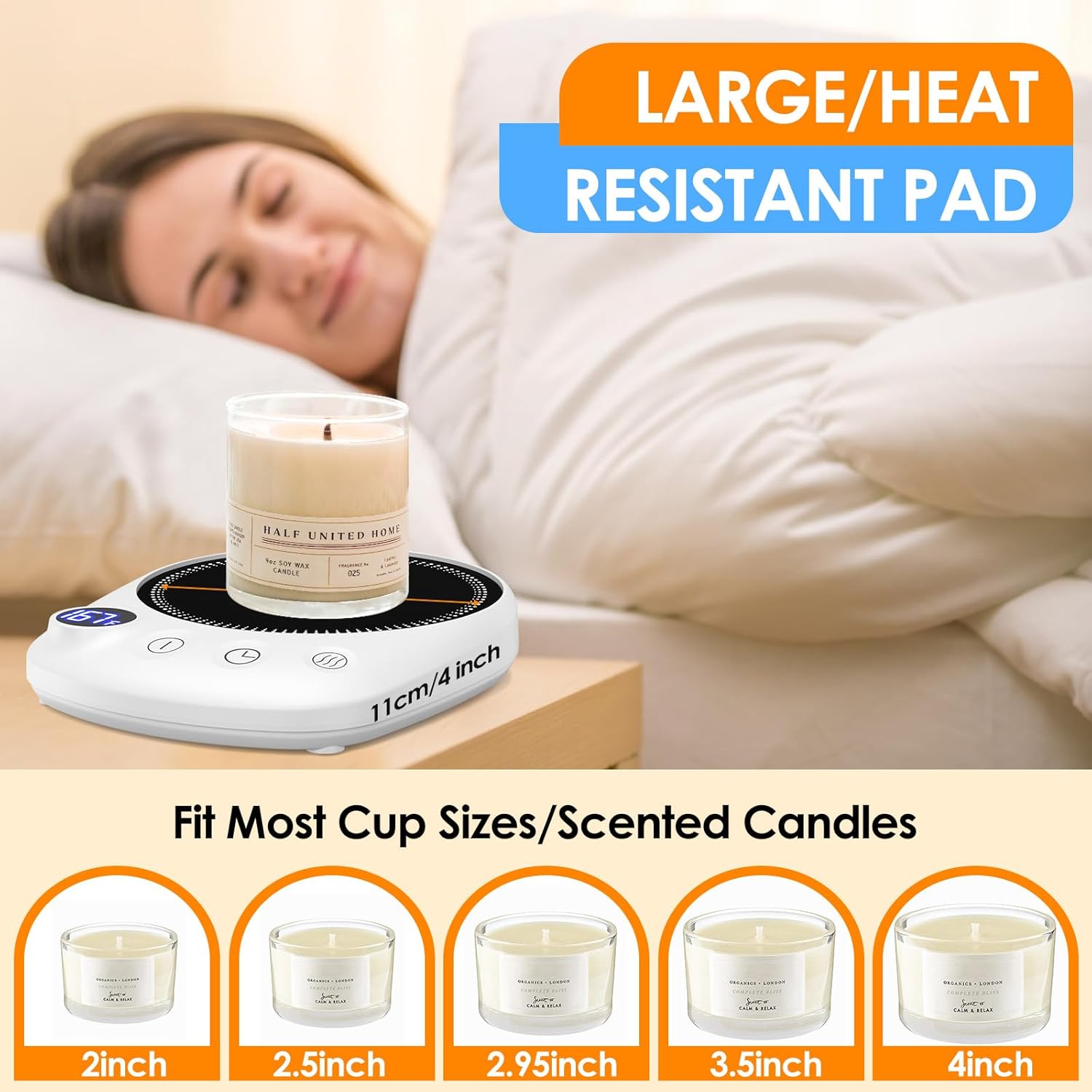 Coffee Mug Warmer - Fastest Heating & Highest Temperature, Coffee Cup Warmer for Desk Auto Shut Off, 4 Temp Settings & 1-12H Timer, Smart Electric Beverage Warmer for Coffee Candle (White)