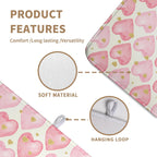 Valentines Dish Drying Mat Valentine Dishes Drying Pad Pink Golden Heart Love Absorbent Dish Dryer Matt for Kitchen Countertops Microfiber 18x24 Inches