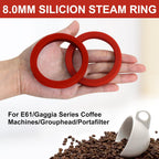 2PCS E61 8.0mm Silicone Group Gasket for Gaggia Espresso Machines Grouphead/Portafilter, Red