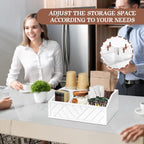 Wood Coffee Station Accessories - Coffee Bar Decor Organizer, Pod Syrup Holder, Condiment Organizer for Countertop (White)