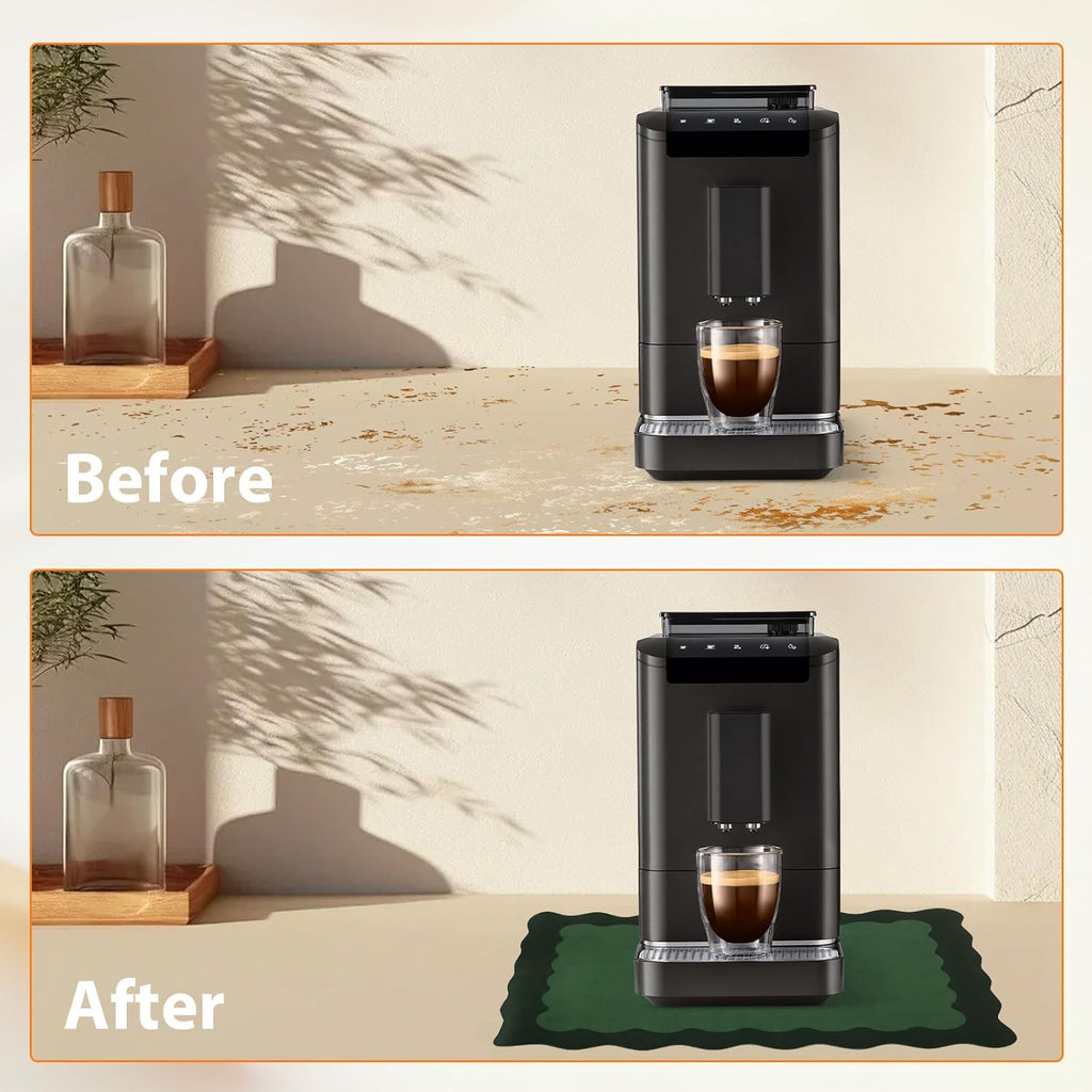 Scalloped Coffee Bar Mat for Countertop, Cute Dish Drying Mats for Kitchen Counter, Diatomite Absorbent Mat for Coffee Station, Kitchen Aesthetic Decor (16"x24", Green)