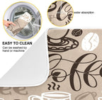 Brown Coffee Dish Drying Mat - 16 x 18 Inch Reversible Microfiber Kitchen Mat with High Absorbency