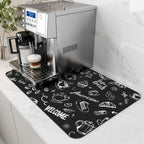 AMOAMI Coffee Mat Hide Stain Rubber Backed Absorbent Dish Drying Mat for Kitchen Counter - Fits Under Coffee Maker & Espresso Machine (16X24, Ink)