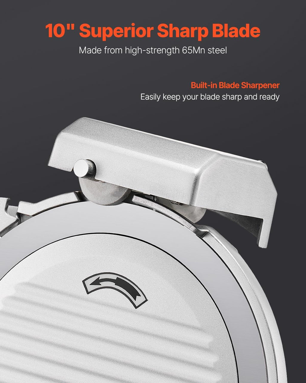 VEVOR Commercial Meat Slicer, 10 inch Electric Deli Food Slicer, 180W Meat Cutter with a Premium 65Mn Blade, 0-0.4 inch Adjustable Thickness, Food Slicer Machine for Meat Vegetables Hard Bread Cheese