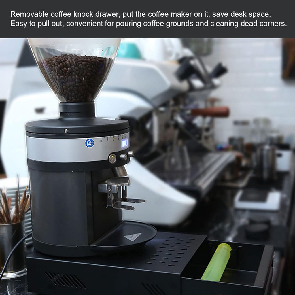 Espresso Coffee Knock Box Drawer Stainless Steel Detachable Coffee Knock Box with Rod Knock Box Tamping Station for Cafe Home(black)