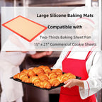 AMYONE Silicone Baking Mats for Two Thirds Size Pan, 2/3 Non-Stick Silicone Baking Sheet Liners for Cookies/Pastries/Chicken/Vegetables, Food Grade Silicone Mat for 15 x 21-inch Big Sheet, 1 PCS