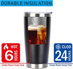 Pandance 20oz Stainless Steel Insulated Tumblers with Lid and Straw Bulk, Double Wall Vacuum Water Cups for Hot & Iced Coffee Drinks Travel Mug (Black, 12 pack)