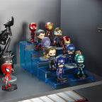 Goabroa Acrylic Display Risers, 2 Sets 10 Pcs Risers Display Stands, Rectangular Acrylic Shelves for Figures, Cupcake, Wine Glass and Handbag display, Transparent Cyan