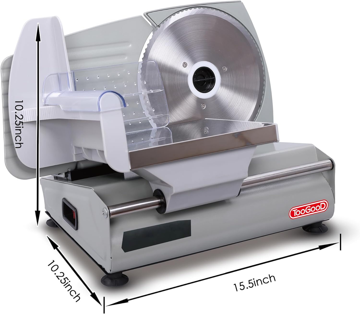 TOOGOOD 7.5" Meat Slicer, Electric Food Slicer Machine with Stainless Steel Blade, Adjustable Thickness for Home Use, Easy to Clean, Cuts Meat, Bread, Cheese and Deli, Sliver