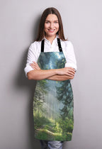 Nature Misty Bib Apron with Adjustable Neck for Men Women,Suitable for Home Kitchen Cooking Waitress Chef Grill Bistro Baking BBQ Cobbler Apron
