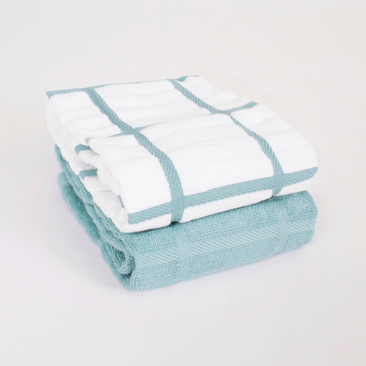 All-Clad Solid & Coordinate Kitchen Towels: Highly Absorbent, Super Soft Long Lasting 100% Cotton, 17" x 30" Tea Towels for Cleaning & Drying Dishes, Pans, Glassware, Countertops, 4-Pack, Rainfall