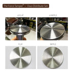 The Force Tamper Automatic Impact Adjustable Constant Pressure and Autoleveling Coffee Tamper Reddish Brown Jellyfish Wooden Handle Set Pro (Duo-Distribute Set, 54.00mm)