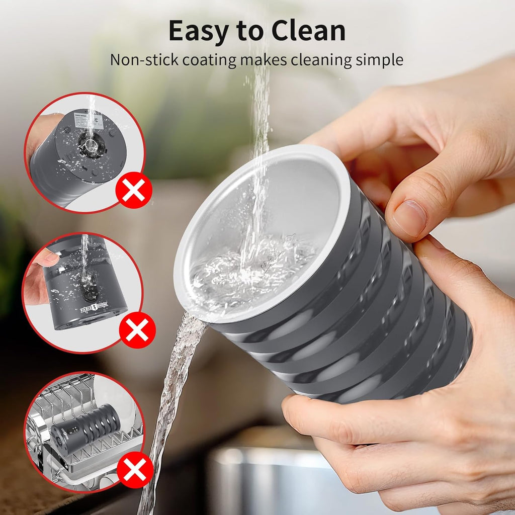 Paris Rhône Milk Frother, 4-in-1 Milk Steamer and Frother, Hot & Cold Foam Milk Warmer with Temperature Control(Grey)