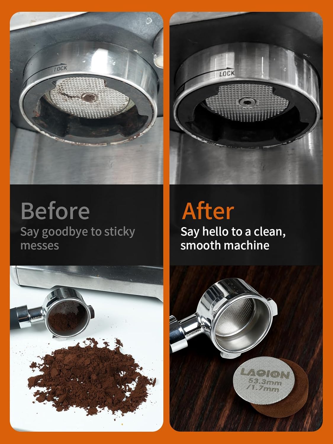 53.3mm Espresso Puck Screen, Reusable Espresso Filter Screen, 1.7 mm Thick, Espresso Distribution Tool Fits for Breville 54mm Coffee Filters, Stainless Steel Espresso Machine Accessories