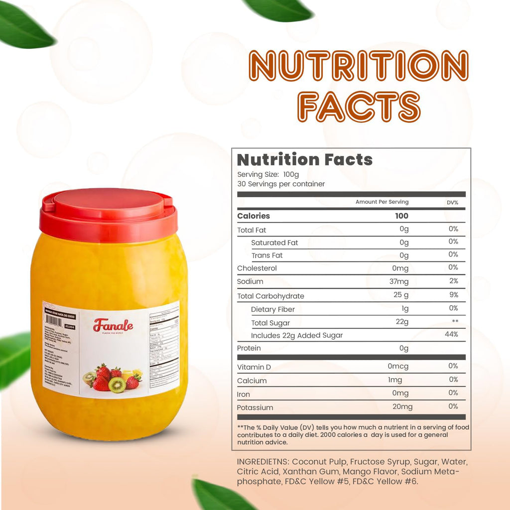 New Fanale Coconut Jelly Topping nata de coco for Boba Tea | Ice Cream | Yogurt | Smoothie | Milk Tea | Desserts Mango Star Shaped, 6.6 pound (Pack of 4) | JEL004-CS