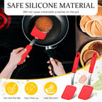 Silicone Cookie Spatula Turner 2 Pack Mini Brownie Spatula Flexible Kitchen Small Silicone Turner for Nonstick Cookware Heat Resistant No Scratch Flipper for Egg Pancake(Red)