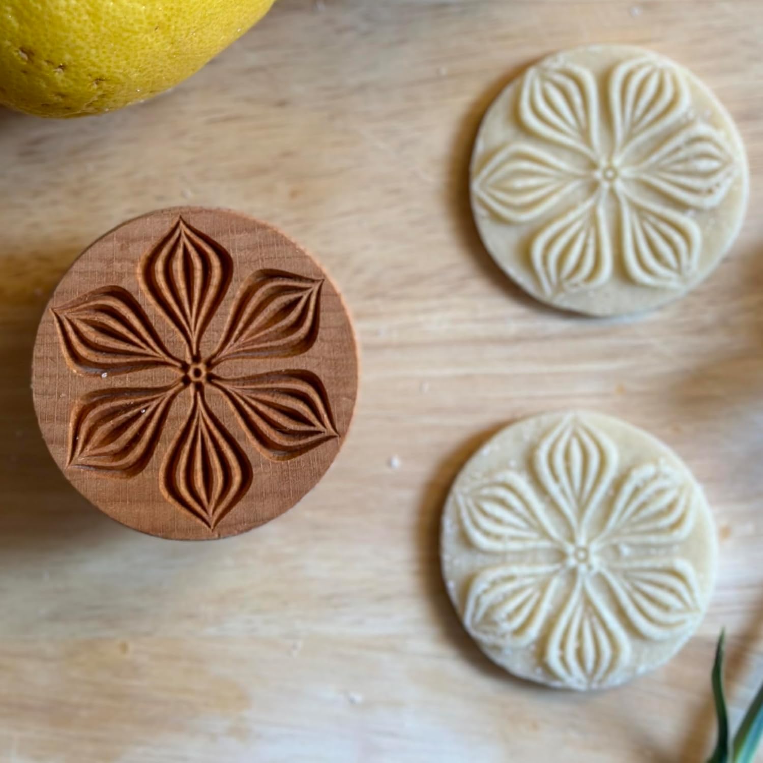 Wood Cookie Stamp, 2.5 Inch (Flower Petals CS-002)