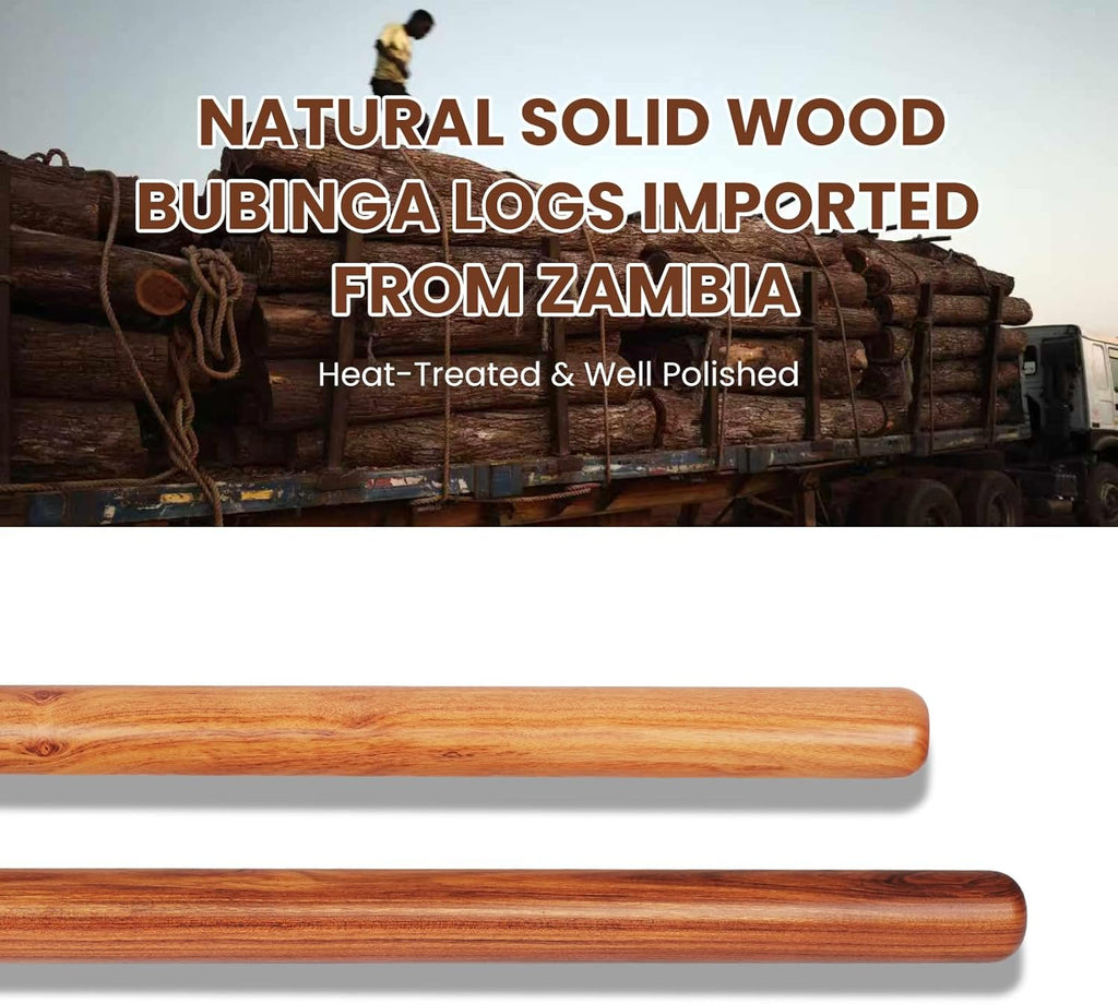 Natural High-Density Solid Bubinga Wood French Rolling Pin | 50% Heavier than Sapele pins | Less Effort | Perfect for Pies, Pastry & Cookies | Protective Fabric Sleeve - Ideal Baking Gift.