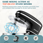CHeflee Stand Mixer,660W 6+P With 6.5QT Stainless Steel Bowl,Dough Hook, Wire Whip & Beater,for Most Home Cooks,Black