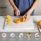 Koville Marble Pastry Board Cutting Boards for Kitchen Counter, 16" x 12" Natural White Marble Cutting Board Cheese Board, Stone Charcuterie Slab, Heat Resistant Rectangular Serving & Chopping Slab