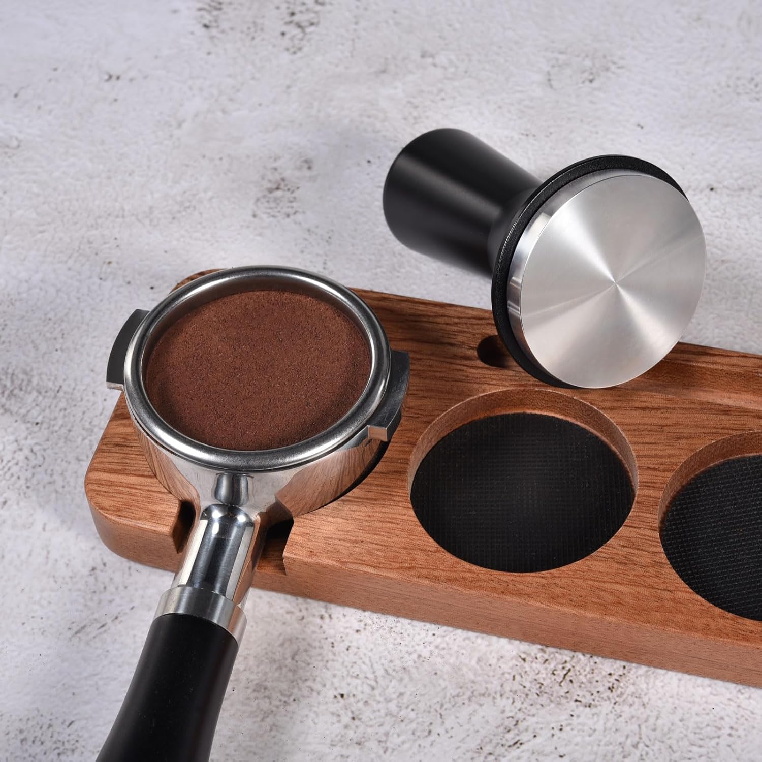 58.5mm Espresso Hand Tamper, Dual Calibrated Spring Loaded Coffee Tamper with Stainless Steel Flat Base, Pro-barista 30lbs Espresso Tamper with Anodized Aluminum Handle Fits 58mm Portafilter