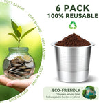 6 Pack Reusable K Cups Coffee Pods for Keurig 1.0: Stainless Steel Refillable K Cup - Reusable Coffee Filter for Keurig 1.0 Coffee Maker, Permanent, Eco-Friendly, Innovative Design