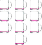 Libbey Clear Glass Coffee Mugs 13 oz. Set of 10, Bulk Pack - Perfect for Coffee, Tea, Espresso, Hot Cocoa, Other Beverages - Pink Bottom