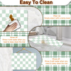 Dish Drying Mat for Kitchen, 15.7'' x 23.6'' Coffee Bar Mat for Countertops, Checkered Coffee Station Mats with Non-slip Rubber Backed, Absorbent Dish Dying Mat for Kitchen Counter, Green & White